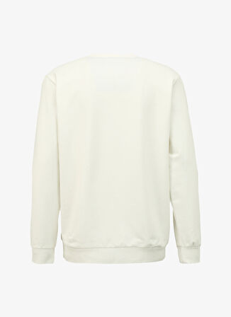 Discovery Expedition Kırık Beyaz Erkek Bisiklet Yaka Relaxed Baskılı Sweatshirt DS4M-SWT3237