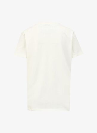 Beyaz Bisiklet Yaka Relaxed Baskılı T-Shirt D4SL-TST3042