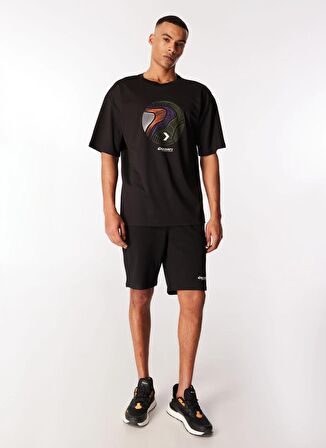 Siyah Erkek Bisiklet Yaka Loose Fit Baskılı T-Shirt D4SM-TST3275