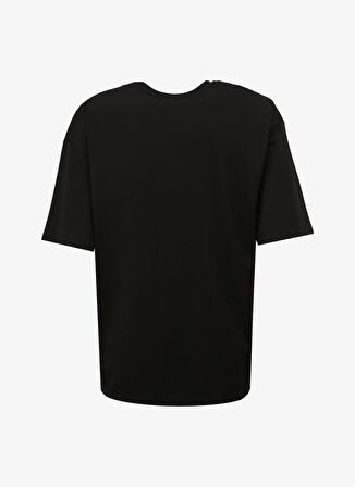 Siyah Bisiklet Yaka Loose Fit Baskılı T-Shirt D4SM-TST3275