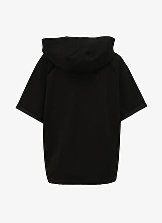 Siyah Kadın Kapüşon Yaka T-Shirt D4SL-TST3045