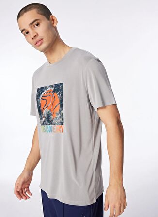 Gri Bisiklet Yaka Relaxed Baskılı T-Shirt D4SM-TST3280