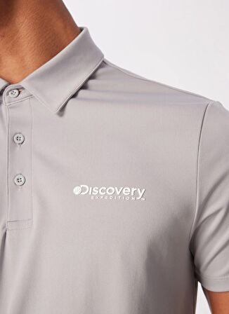 Discovery Expedition Düz Gri Erkek Polo T-Shirt D4SM-TST3242