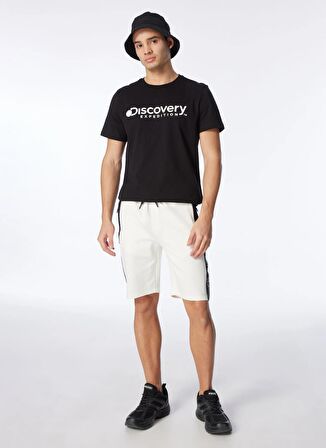 Kırık Beyaz Erkek Baskılı Sweat Şort D4SM-SHT3218