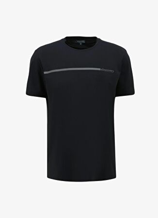 Lacivert Erkek Bisiklet Yaka Relaxed Baskılı T-Shirt D4SM-TST3266