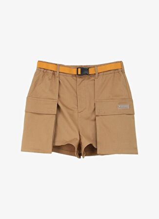 Deve Tüyü Kadın Bağlamalı Bel Standart Fit Şort D4SL-SHT3013