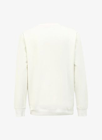 Beyaz Erkek Bisiklet Yaka Relaxed Baskılı Sweatshirt DS4M-SWT3238