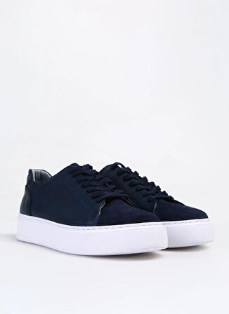 F By Fabrika Lacivert Erkek Deri Sneaker RUBENS