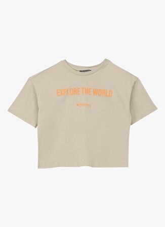 Baskılı Bej Kız Çocuk T-Shirt D4SG-TST3095