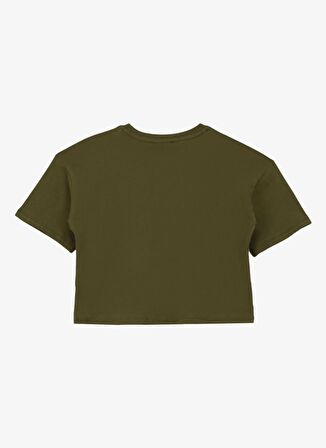 Baskılı Haki Kız Çocuk T-Shirt D4SG-TST3097