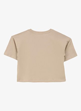 Baskılı Bej Kız Çocuk T-Shirt D4SG-TST3097