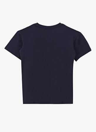 Lacivert Erkek Çocuk Bisiklet Yaka Oversize Baskılı T-Shirt D4SB-TST3047