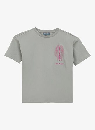 Baskılı Gri Kız Çocuk T-Shirt D4SG-TST3106