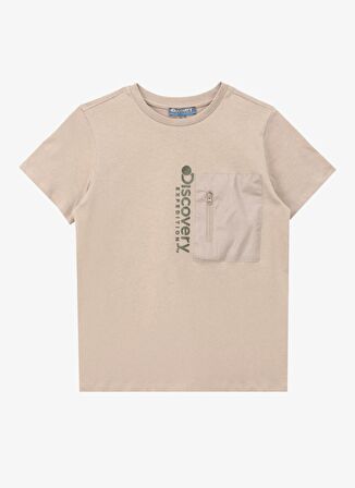 Baskılı Bej Erkek Çocuk  T-Shirt D4SB-TST3039