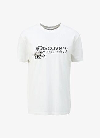 Discovery Expedition Beyaz Erkek Bisiklet Yaka Basic Baskılı T-Shirt D4SM-TST3312