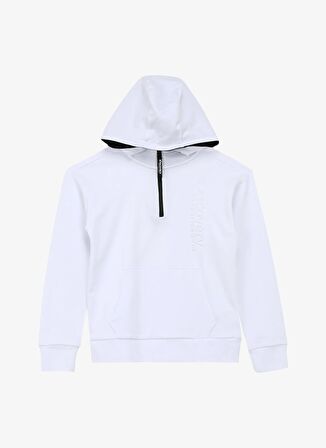 Beyaz Erkek Çocuk Kapüşonlu Relaxed Baskılı Sweatshirt D4SB-SWT3031