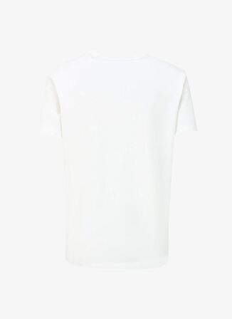 Beyaz Erkek Bisiklet Yaka Basic Baskılı T-Shirt D4SM-TST3306