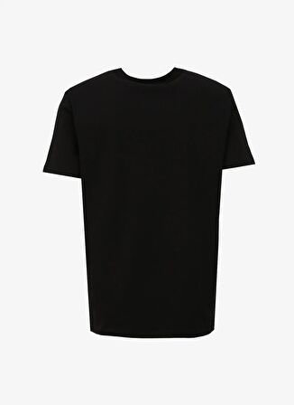 Siyah Erkek Bisiklet Yaka Basic Baskılı T-Shirt D4SM-TST3302