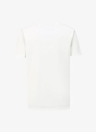 Beyaz Erkek Bisiklet Yaka Basic Baskılı T-Shirt D4SM-TST3302