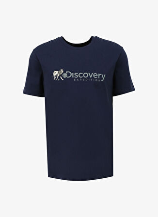 Discovery Expedition İndigo Erkek Bisiklet Yaka Basic Baskılı T-Shirt D4SM-TST3308