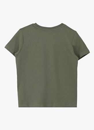 Jeep Haki Erkek Çocuk Bisiklet Yaka Relaxed Baskılı T-Shirt C4SB-TST4003