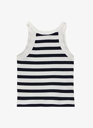 Jeep Ekru - Lacivert Kız Çocuk Bisiklet Yaka Crop Top Çizgili Atlet C4SG-TST4102