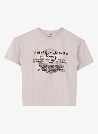 Jeep Taş Erkek Çocuk Bisiklet Yaka Oversized Baskılı T-Shirt C4SB-TST4034