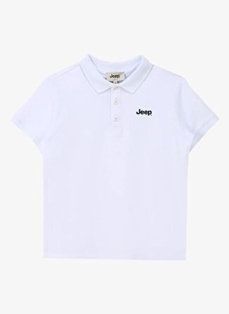 Jeep Beyaz Erkek Çocuk Polo Yaka Relaxed Baskılı Polo T-Shirt C4SB-TST104