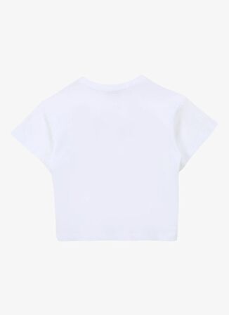 Jeep Ekru Kız Çocuk Bisiklet Yaka Crop Top Baskılı T-Shirt C4SG-TST7029