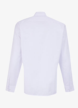 Fabrika Slim Fit Gömlek Yaka Armürlü Beyaz Erkek Gömlek MAYDOS 302