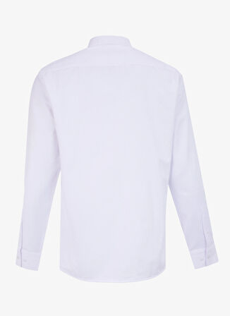 Fabrika Slim Fit Gömlek Yaka Armürlü Beyaz Erkek Gömlek MAYDOS 302