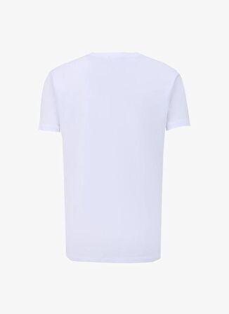 Bisiklet Yaka Baskılı Beyaz Erkek T-Shirt PBF4SM-TST5003