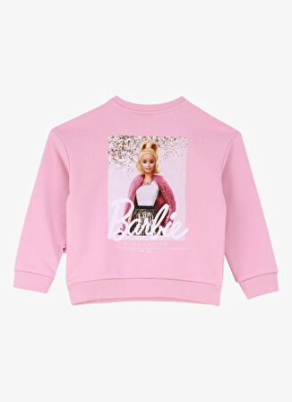 Barbie Baskılı Kadın Pembe Sweatshırt BRB4WG-SWT6024