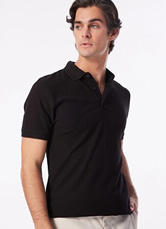 People By Fabrika Jakarlı Siyah Erkek Polo T-Shirt SPBF4SM-TST 5086