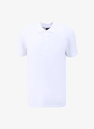 Fabrika Düz Beyaz Erkek Polo T-Shirt F4SM-TST 0942