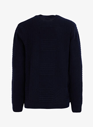 Fabrika Bisiklet Yaka Basic Jakarlı Lacivert Erkek Kazak F4WM-KZK 2749