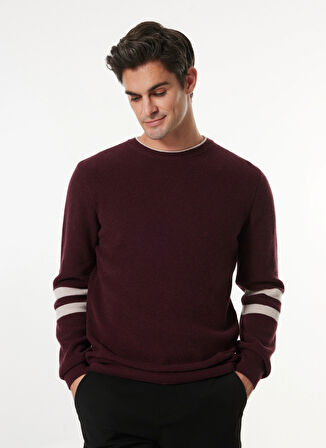 Fabrika Bisiklet Yaka Basic Düz Mürdüm Erkek Kazak F4WM-KZK 2505