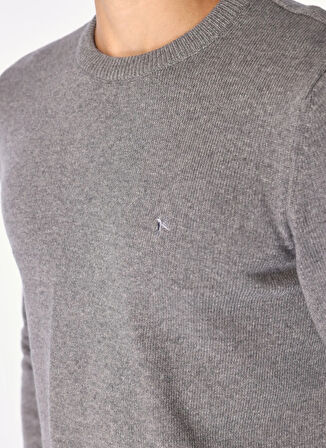 Gri Melanj Erkek Bisiklet Yaka Yün Karışımlı Kazak F4WM-KZK 2524