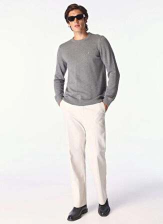 Gri Melanj Erkek Bisiklet Yaka Yün Karışımlı Kazak F4WM-KZK 2524