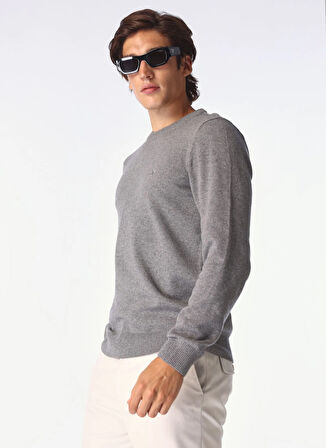 Gri Melanj Erkek Bisiklet Yaka Yün Karışımlı Kazak F4WM-KZK 2524