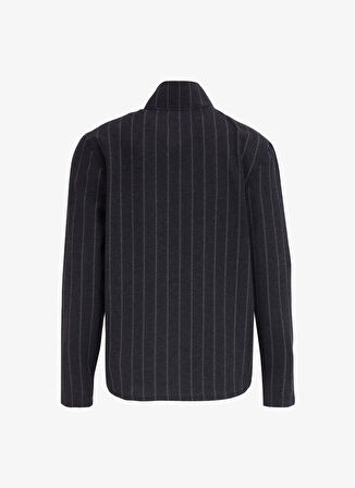 Antrasit Melanj Erkek Dik Yaka Basic Çizgili Sweatshirt F4WM-SWT 2108