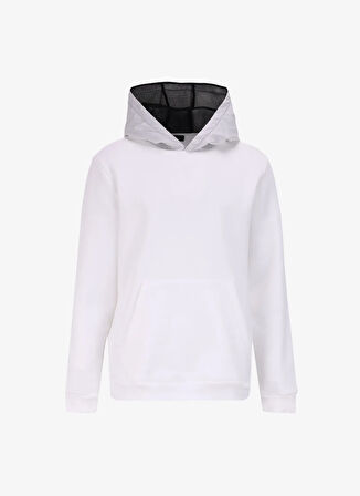 Kırık Beyaz Erkek Kapüşonlu Basic Sweatshirt F4WM-SWT 2243