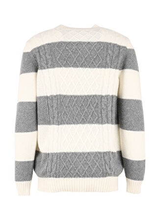 Fabrika Bisiklet Yaka Basic Jakarlı Ekru Erkek Kazak F4WM-KZK 2707