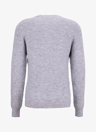 Fabrika Bisiklet Yaka Relaxed Düz Gri Melanj Erkek Kazak F4WM-KZK 2598