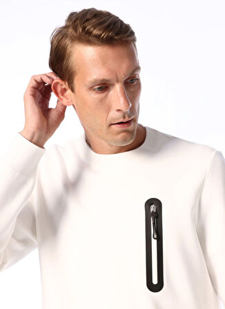 Fabrika Bisiklet Yaka Basic Düz Kırık Beyaz Erkek Kazak F4WM-KZK 2710