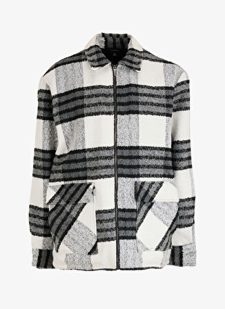 Ekru Erkek Relaxed Ekose Gömlek Ceket F4WM-GML 2220