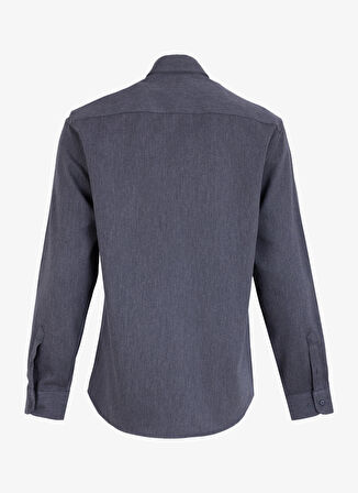 Fabrika Basic Düğmeli Yaka Düz Antrasit Erkek Gömlek F4WM-GML 2607