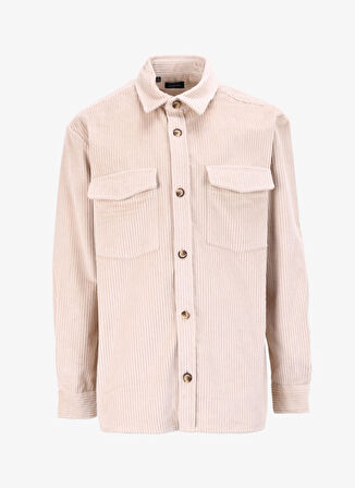 Fabrika Basic Gömlek Yaka Düz Bej Erkek Gömlek F4WM-GML 2708