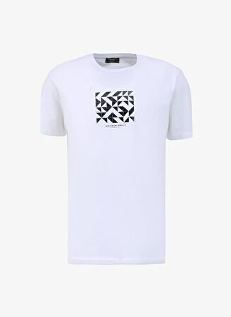 People By Fabrika Bisiklet Yaka Baskılı Beyaz Erkek T-Shirt PBF4SM-TST5074