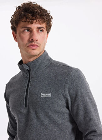 Antrasit Melanj Erkek Dik Yaka Basic Polar Sweatshırt D4WM-SWT3993